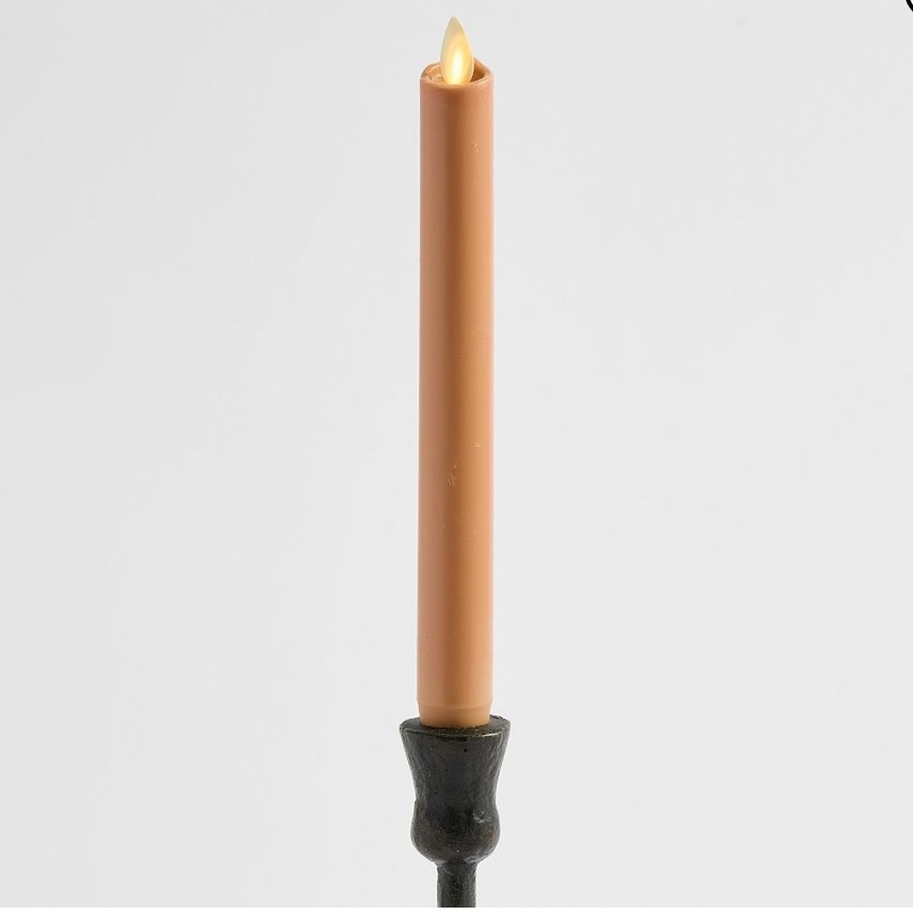 Pottery Barn Flameless Wax Taper Candle - Copper Brown